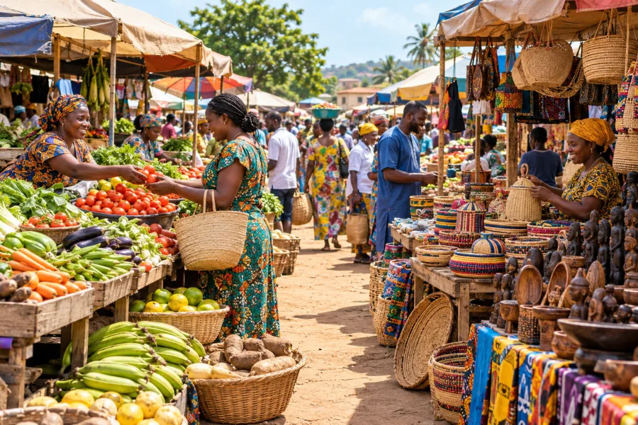 People shopping at a local market