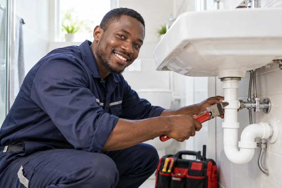 Local plumber at work